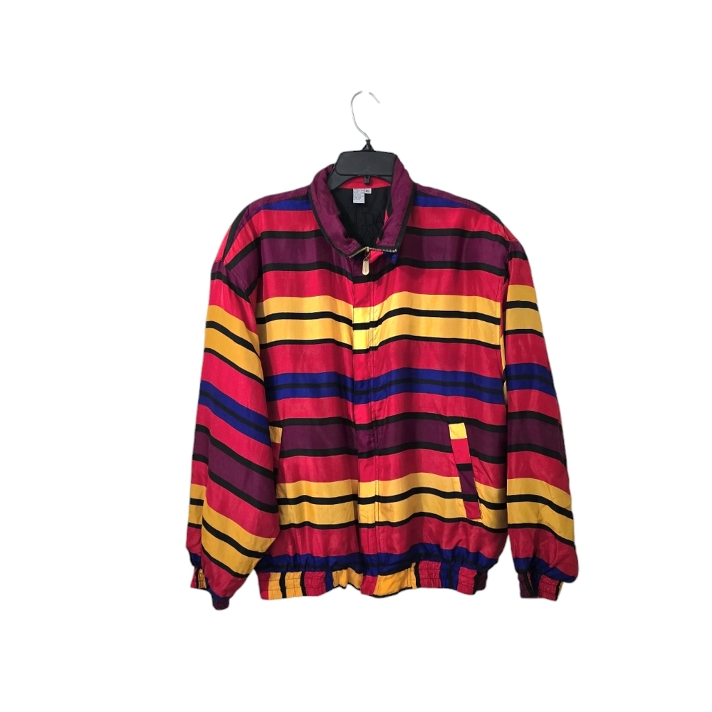 Vintage Fuda‎ International Slouchy Silk Bomber Jacket 90s Colorful Unisex XL